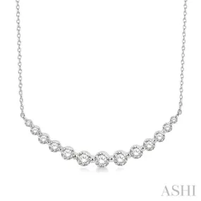 1 Ctw Diamond Smile Necklace in 14K White Gold