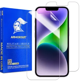 [2 Pack] ArmorSuit MilitaryShield Screen Protector Designed for Apple iPhone 14 Case Friendly Anti-Bubble Clear Film