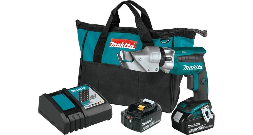 2021 Makita 18V LXT® Lithium-Ion Brushless Cordless 18 Gauge Offset Shear Kit (5.0Ah) (XSJ04T)