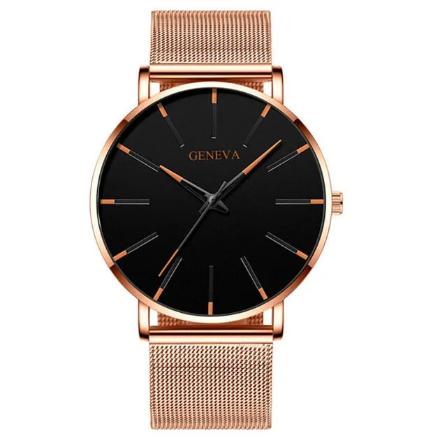 2021 Minimalist Men's Fashion Ultra Thin Watches Simple Men Business Stainless Steel Mesh Belt Quartz Watch Relogio Masculino