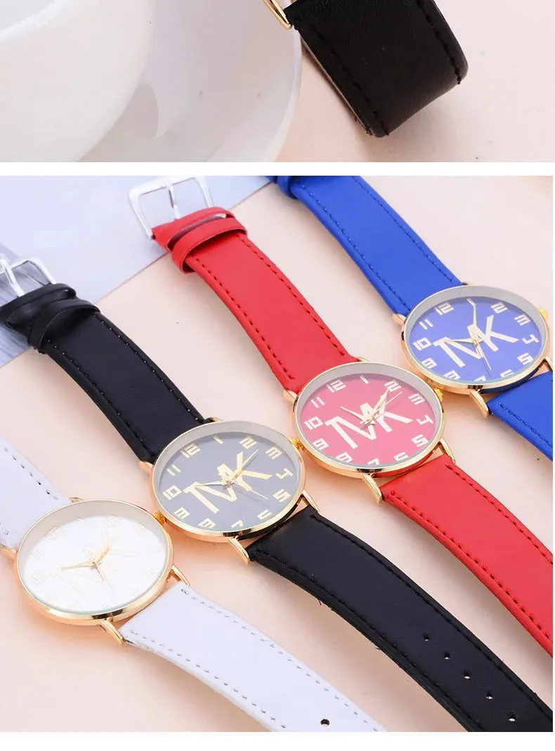 2023 New Women's Watches Fashion Luxury Brand TVK Leather Quartz Wristwatch Casual Clothing Accessories Reloj Mujer