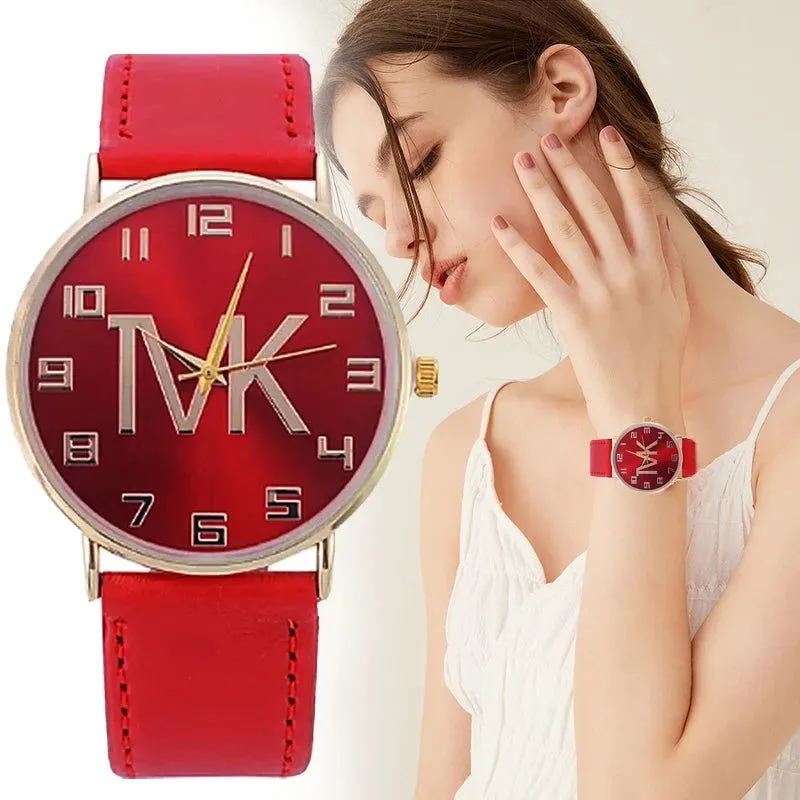 2023 New Women's Watches Fashion Luxury Brand TVK Leather Quartz Wristwatch Casual Clothing Accessories Reloj Mujer