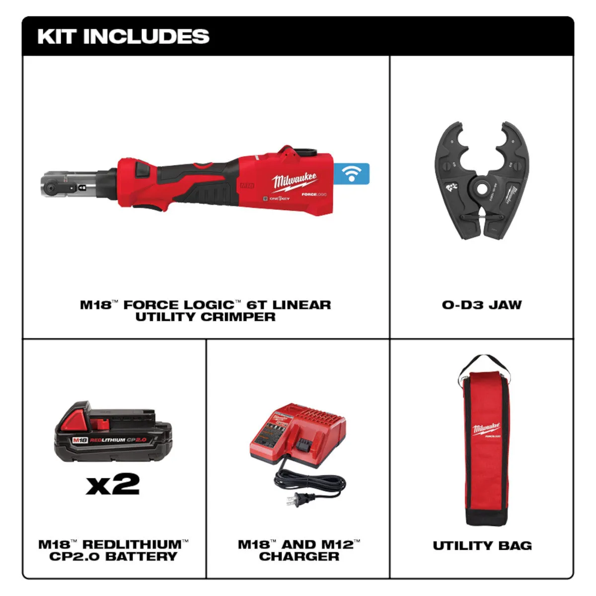 2978-22O Milwaukee M18 FORCE LOGIC 6 Ton Linear Utility Crimper