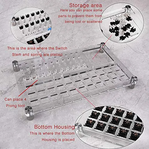 33 Switch Tester Switch Opener Acrylic Lube Station DIY Double-Deck Removal Platform Keycaps Puller for Custom Gateron Cherry Mechanical Keyboard