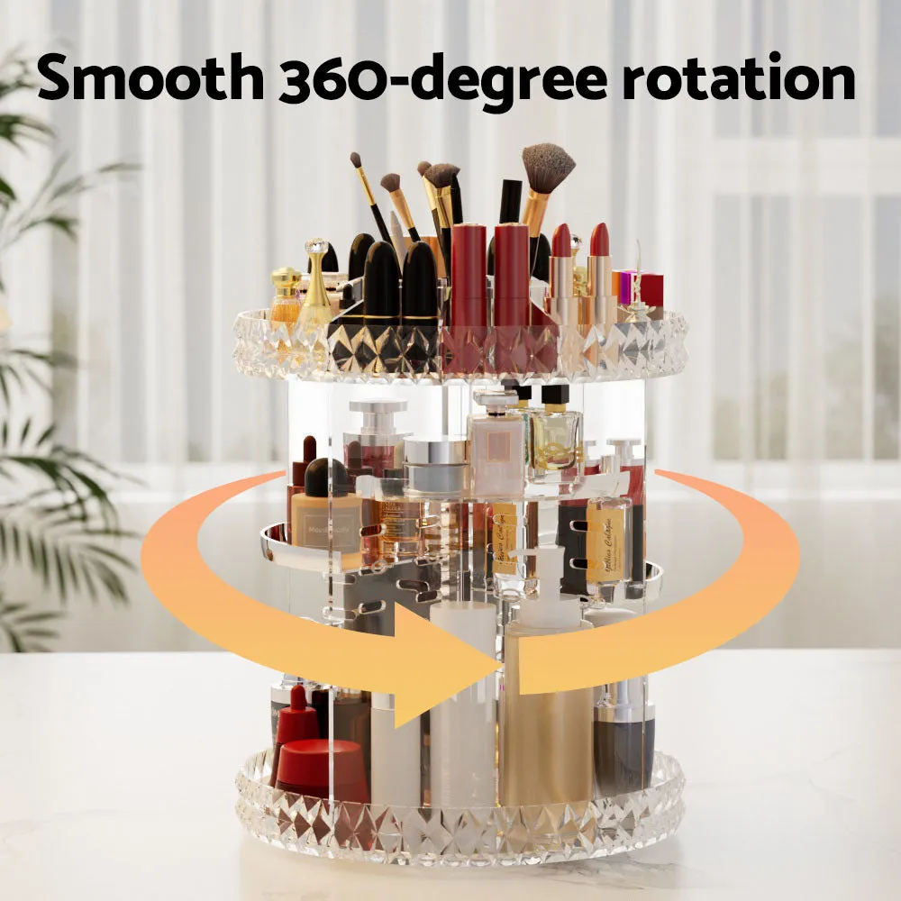 360° Rotating Acrylic Makeup Organizer with Large Capacity - Embellir