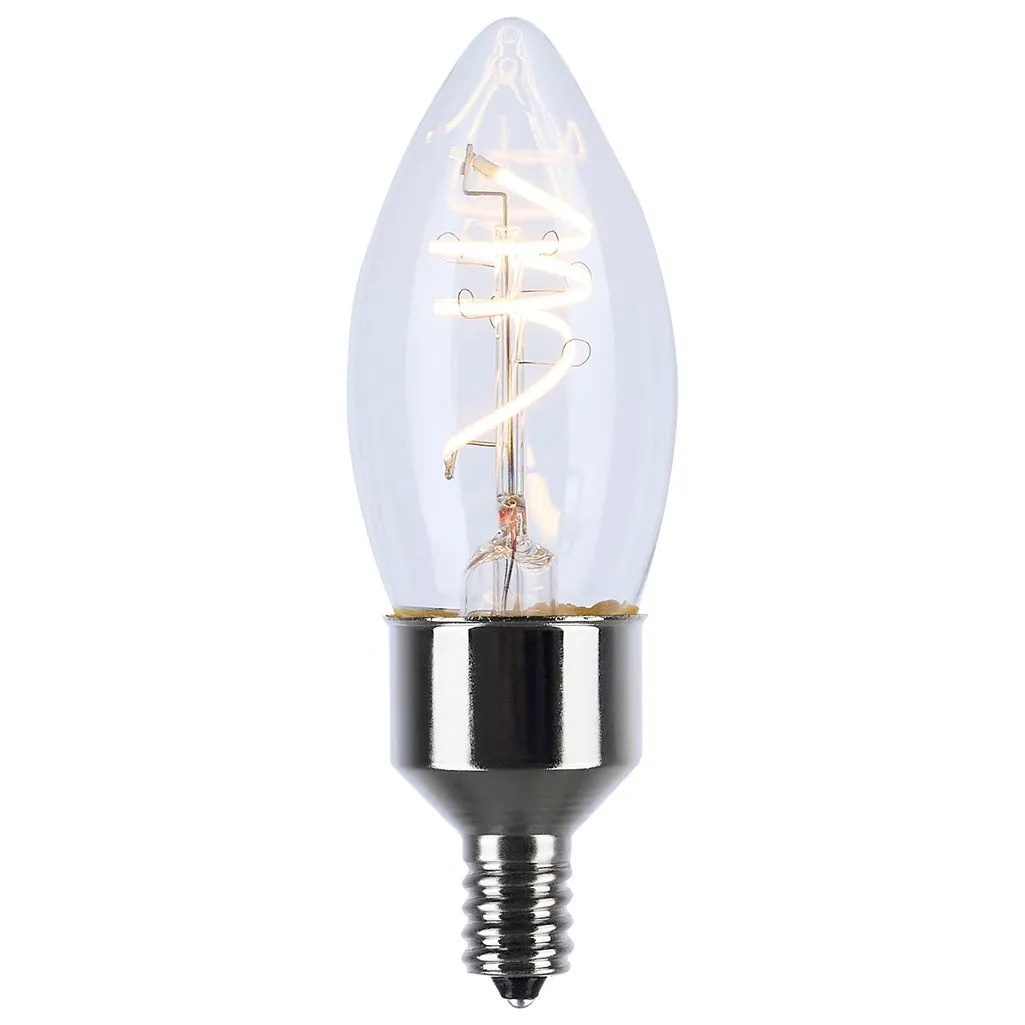 4 Watt LED - Reminiscent - Flex Gray Coil Filament - B11 - Candelabra Base - 2700K CCT - Clear - 120 Volt - 6-Pack