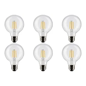 6 Watt G25 LED - Clear - Medium base - 90 CRI - 3000K - 120 Volt - 6-Pack