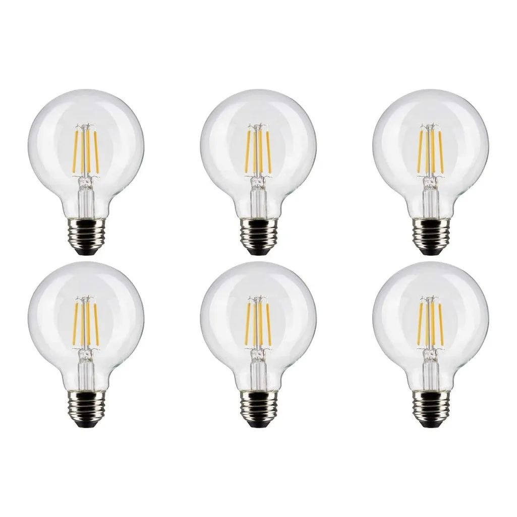 6 Watt G25 LED - Clear - Medium base - 90 CRI - 3000K - 120 Volt - 6-Pack