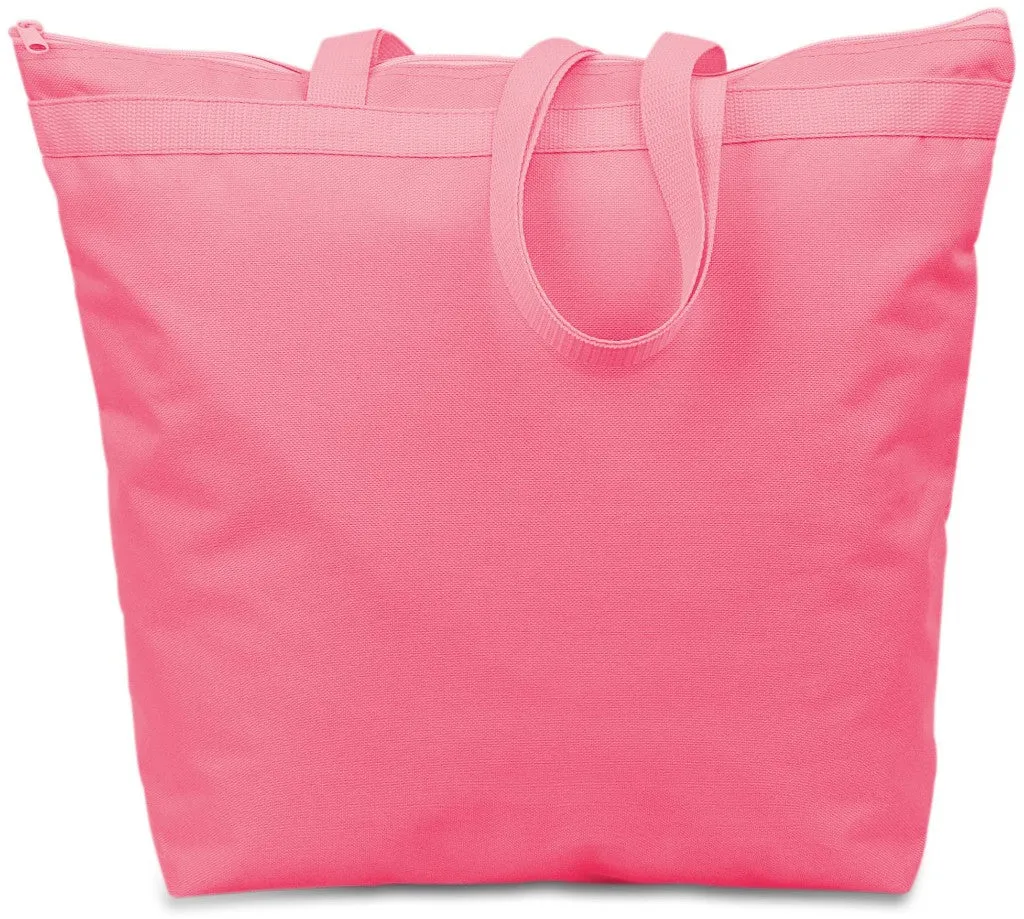 600 denier polyester large tote - hot pink Case of 48