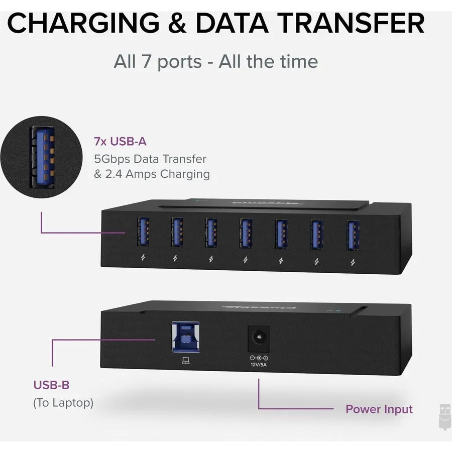 7 Port USB Charging Hub for Laptops with USB-C or USB 3.0 USBC-HUB7BC