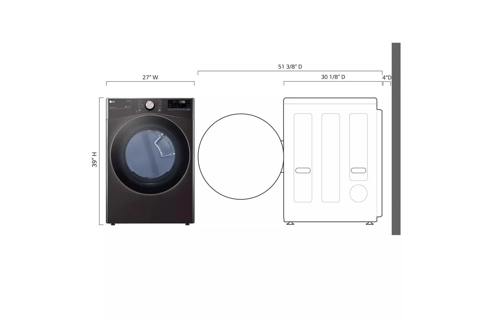 7.4 cu. ft. Ultra Large Capacity Smart wi-fi Enabled Front Load Gas Dryer with TurboSteam(TM) and Built-In Intelligence - (DLGX4001B)