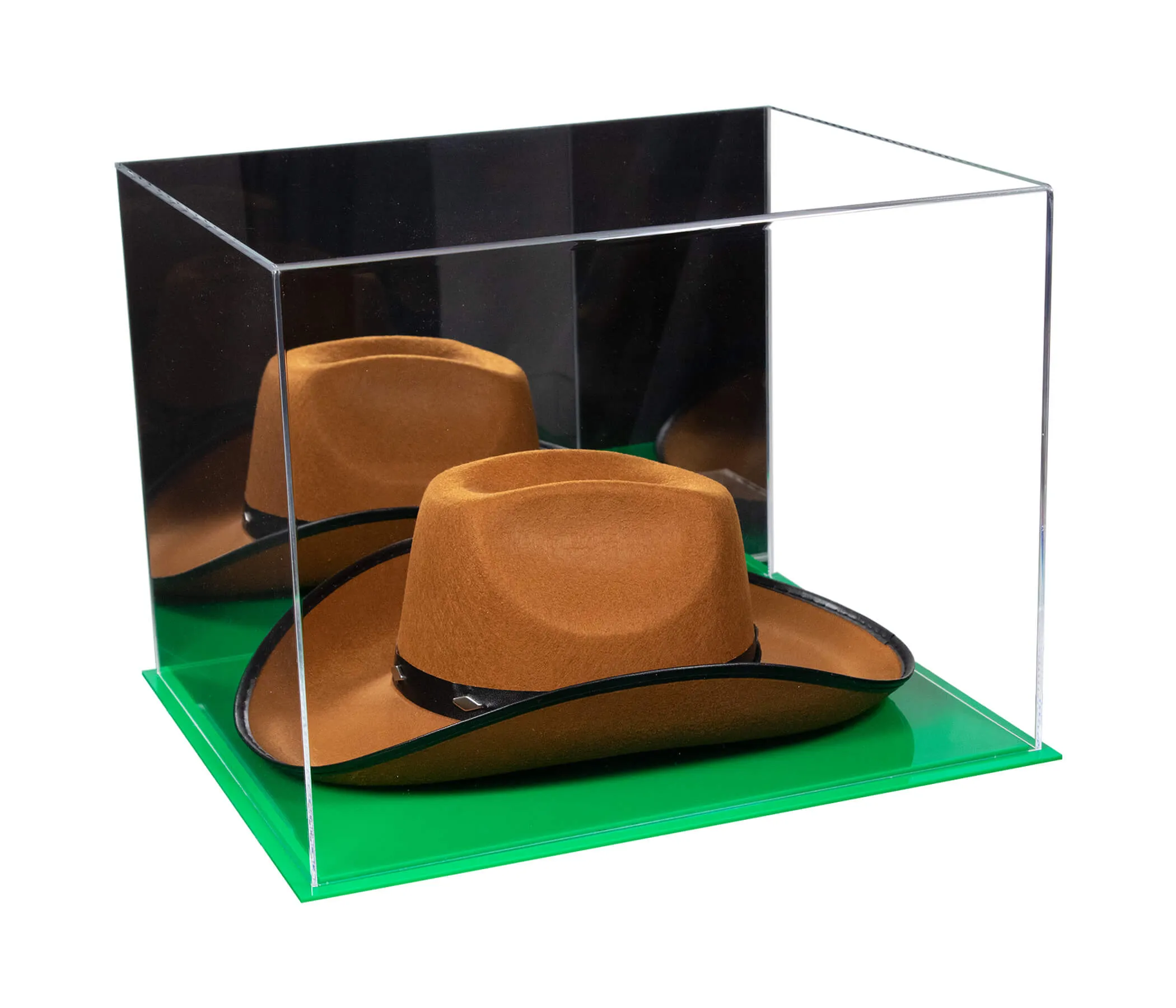 Acrylic Cowboy Hat Display Case - Mirror No Wall Mounts 16" x 13" x 12" (V61B/A024-B)