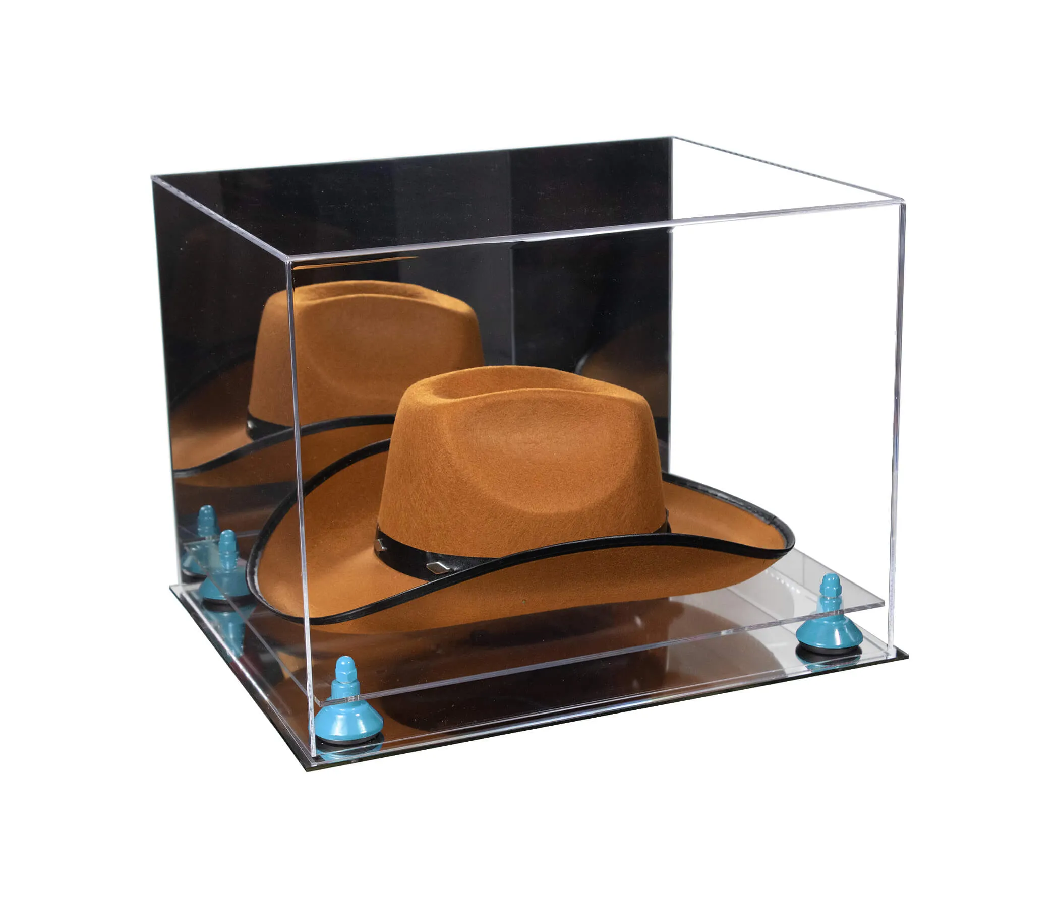 Acrylic Cowboy Hat Display Case - Mirror No Wall Mounts 16" x 13" x 12" (V61B/A024-B)