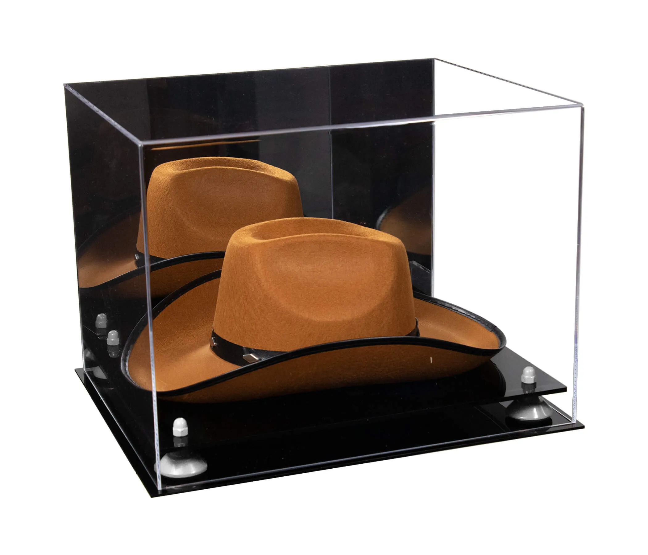 Acrylic Cowboy Hat Display Case - Mirror No Wall Mounts 16" x 13" x 12" (V61B/A024-B)