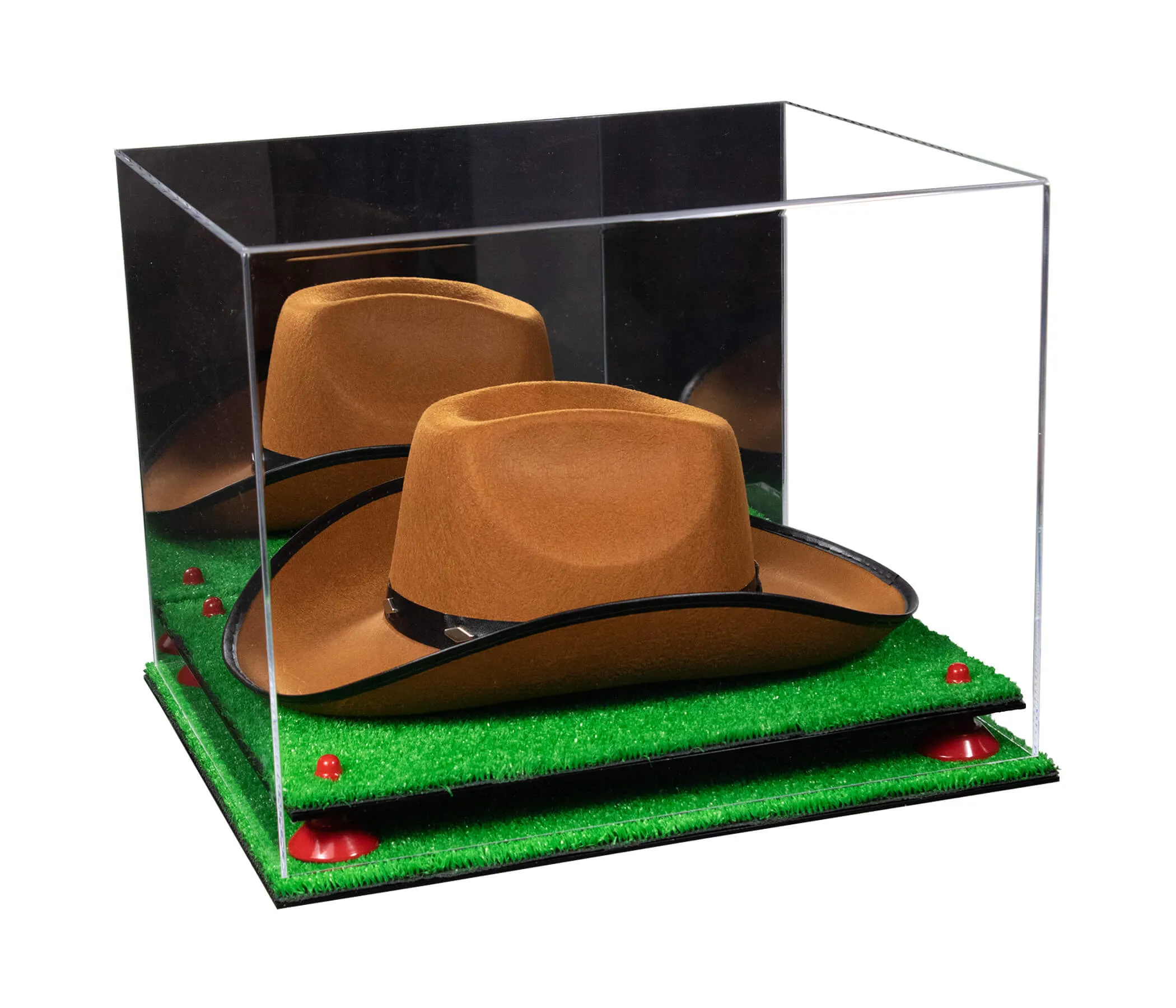 Acrylic Cowboy Hat Display Case - Mirror No Wall Mounts 16" x 13" x 12" (V61B/A024-B)