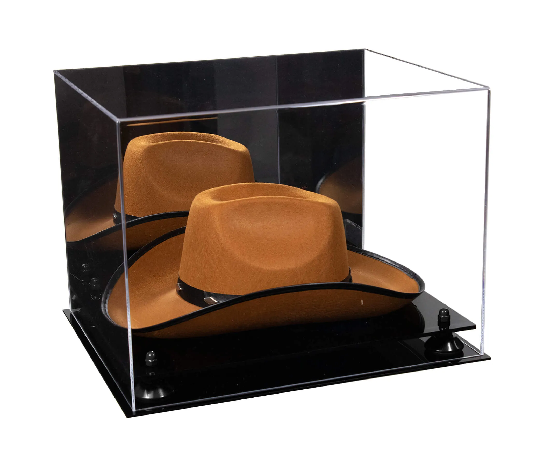 Acrylic Cowboy Hat Display Case - Mirror No Wall Mounts 16" x 13" x 12" (V61B/A024-B)