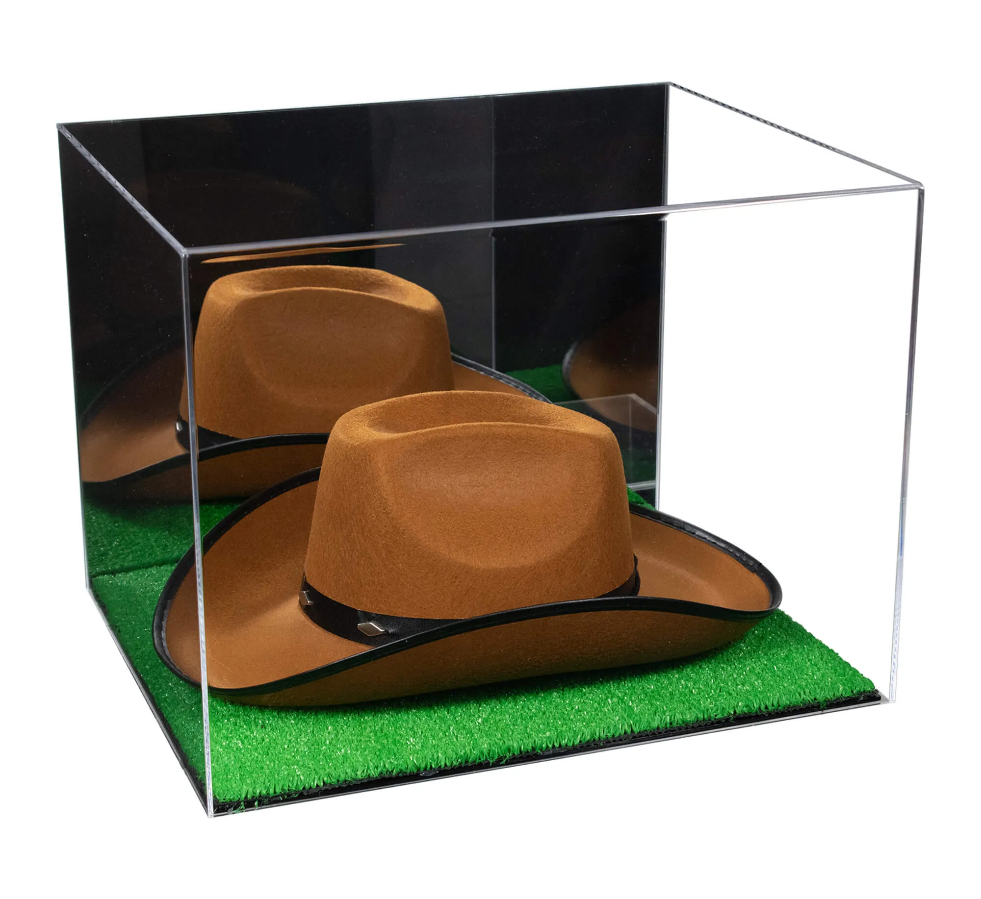 Acrylic Cowboy Hat Display Case - Mirror No Wall Mounts 16" x 13" x 12" (V61B/A024-B)