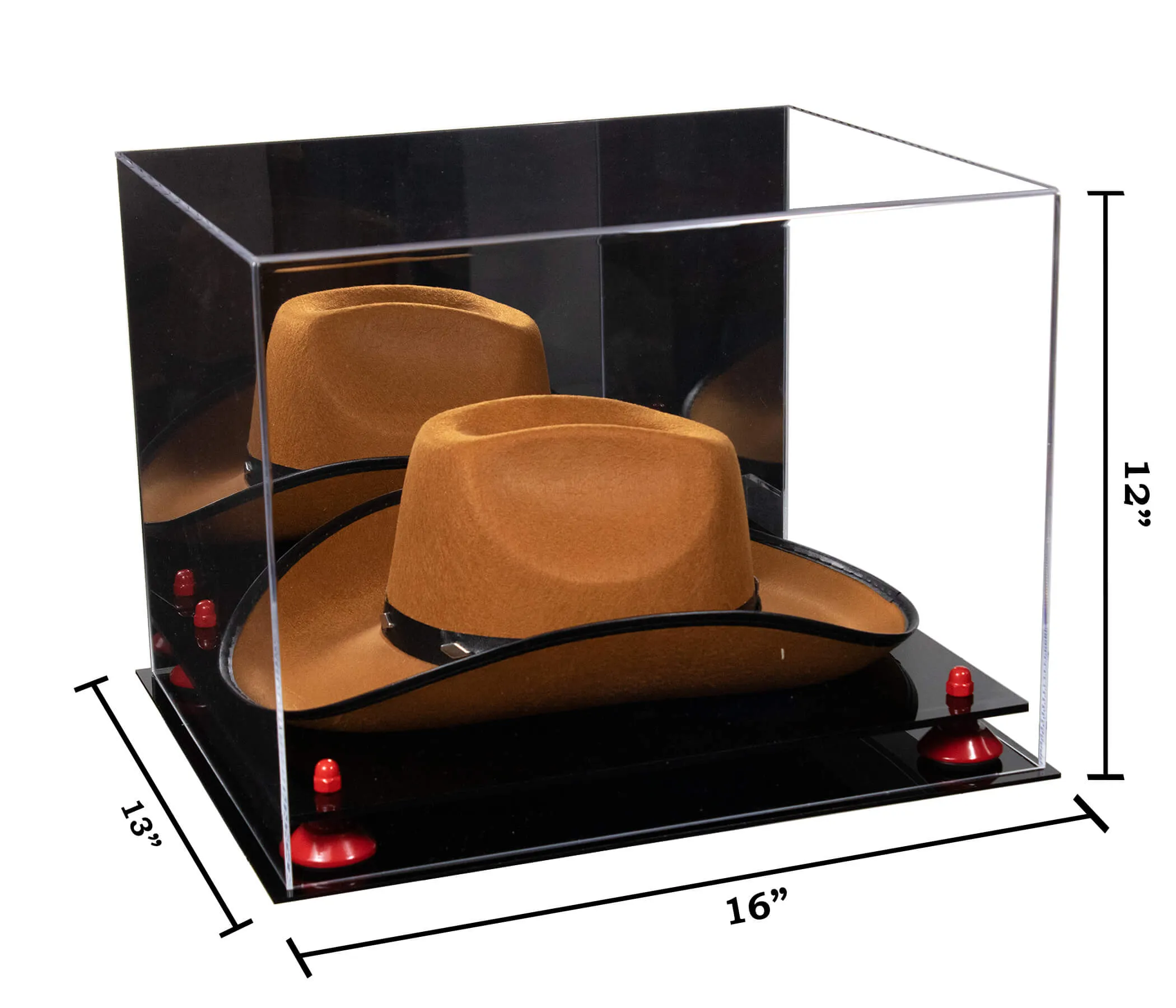 Acrylic Cowboy Hat Display Case - Mirror No Wall Mounts 16" x 13" x 12" (V61B/A024-B)