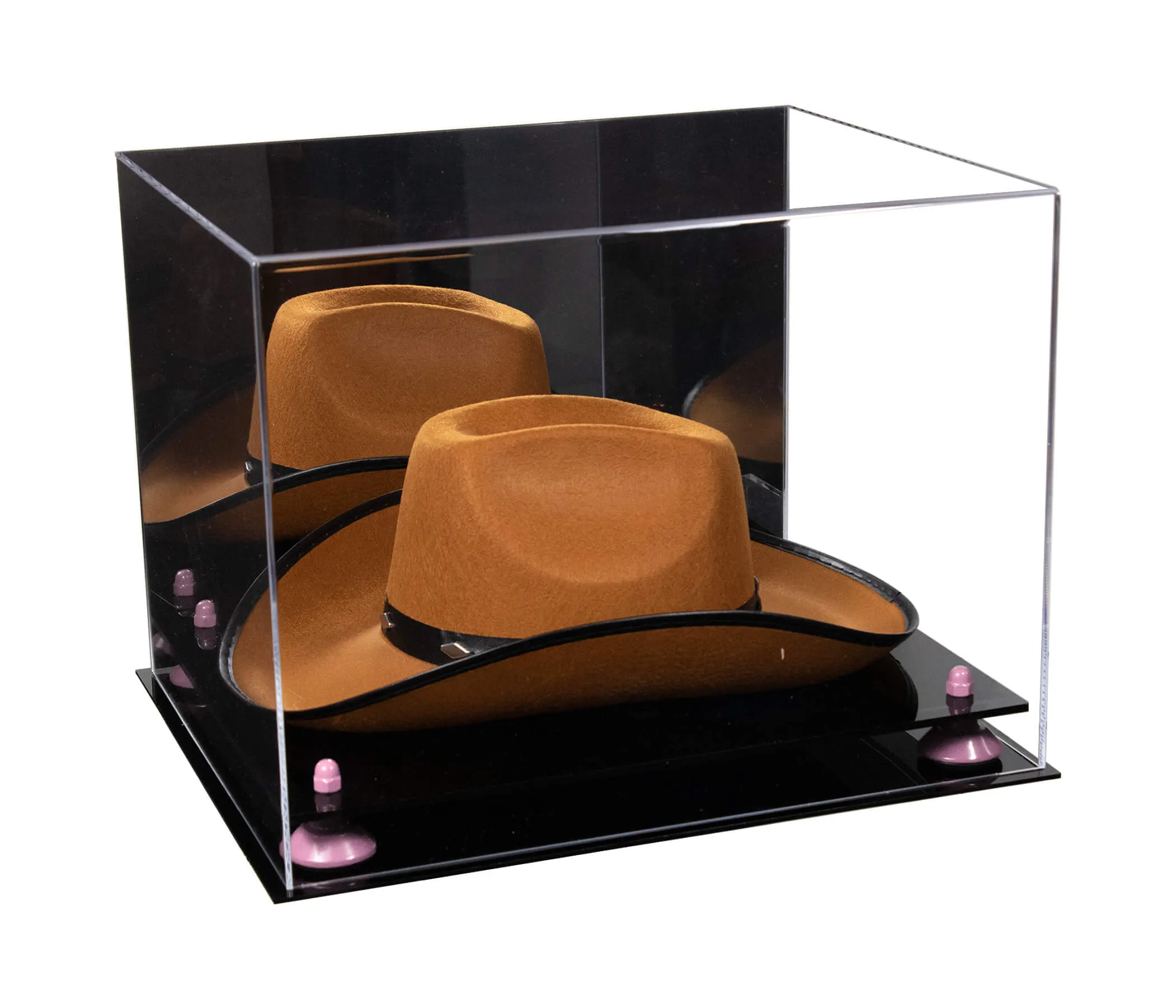 Acrylic Cowboy Hat Display Case - Mirror No Wall Mounts 16" x 13" x 12" (V61B/A024-B)