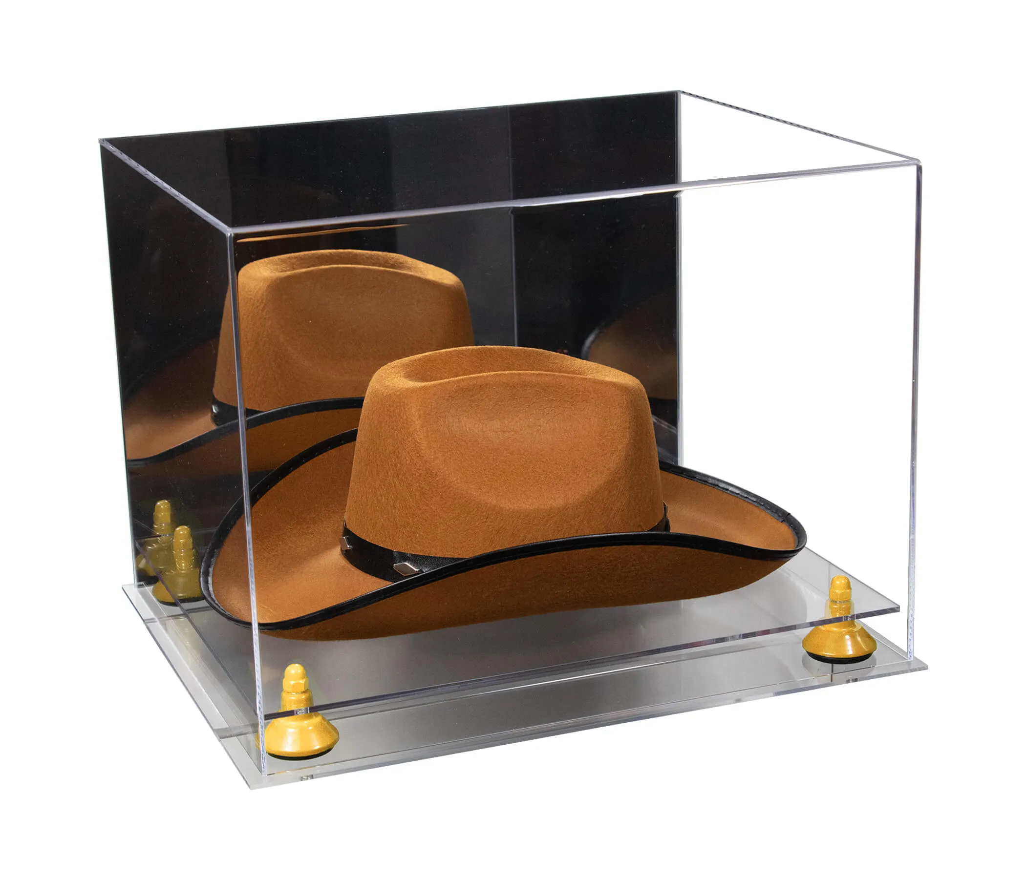 Acrylic Cowboy Hat Display Case - Mirror No Wall Mounts 16" x 13" x 12" (V61B/A024-B)