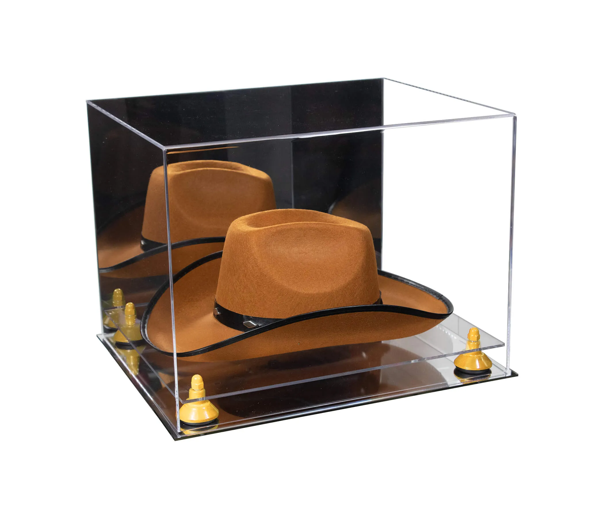 Acrylic Cowboy Hat Display Case - Mirror No Wall Mounts 16" x 13" x 12" (V61B/A024-B)