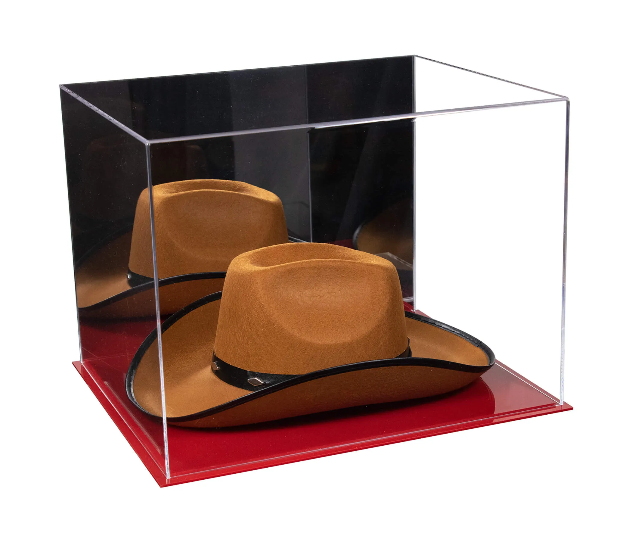 Acrylic Cowboy Hat Display Case - Mirror No Wall Mounts 16" x 13" x 12" (V61B/A024-B)