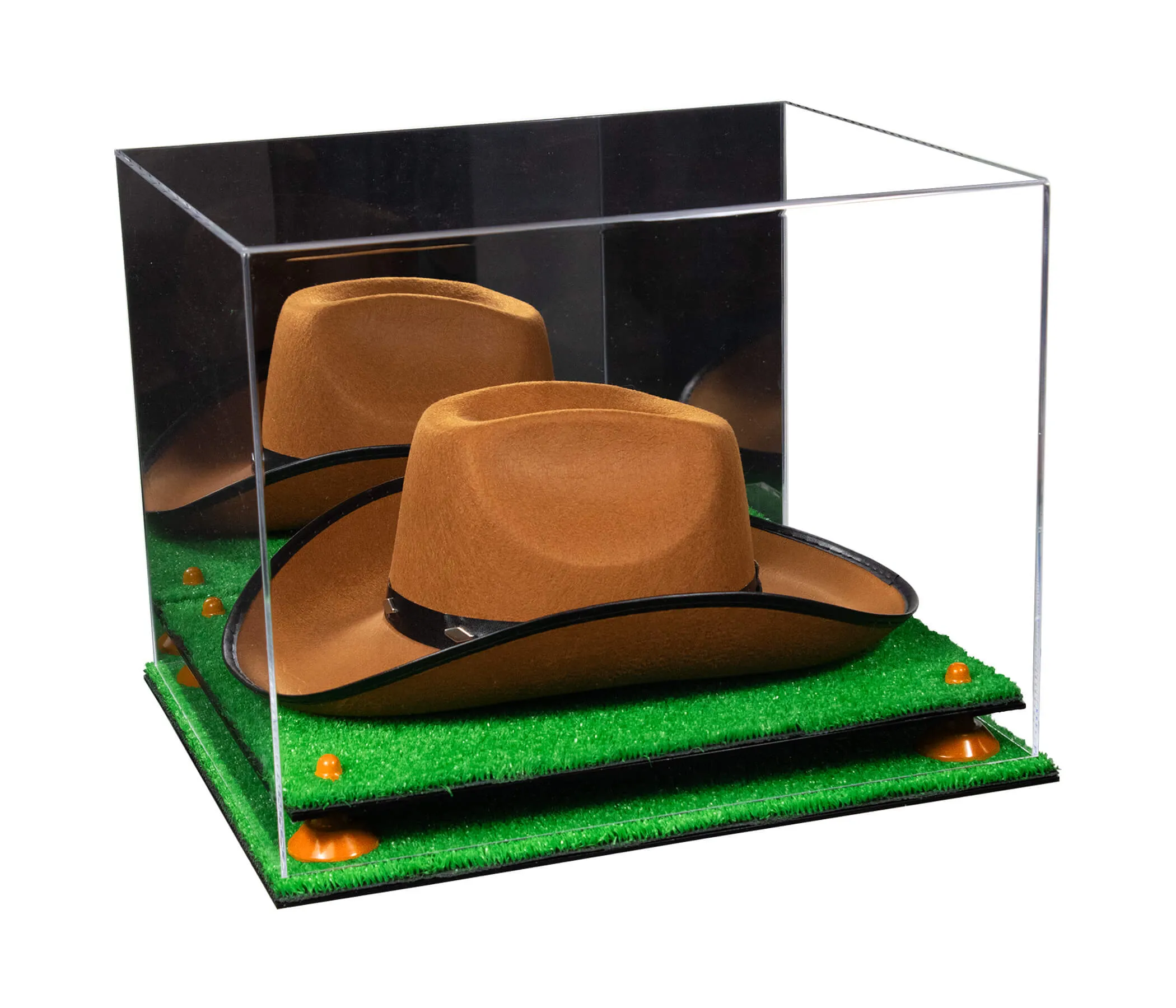 Acrylic Cowboy Hat Display Case - Mirror No Wall Mounts 16" x 13" x 12" (V61B/A024-B)