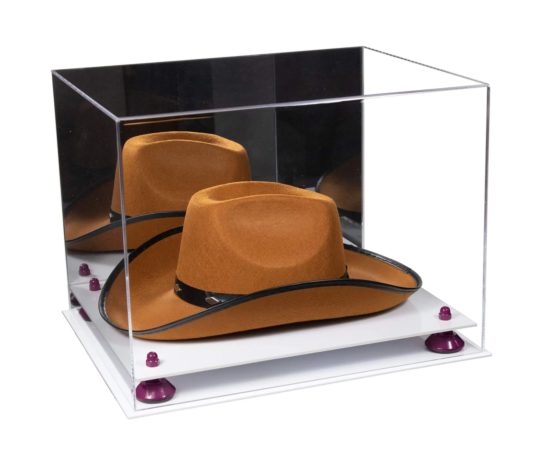 Acrylic Cowboy Hat Display Case - Mirror No Wall Mounts 16" x 13" x 12" (V61B/A024-B)