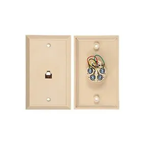 Allen Tel AT216-4 Flush Mount Phone Wall Jack, 4-Conductor, Ivory