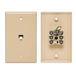 Allen Tel AT216SM-4 Flush Mount Smooth Telephone Wall Jack, 4-Conductor, 6-Position, Ivory