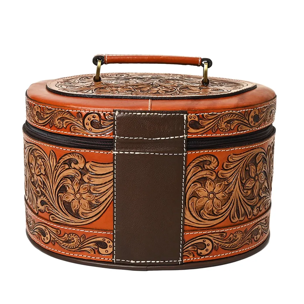 American Darling Two Tone Tooled Oval Jewelry Case