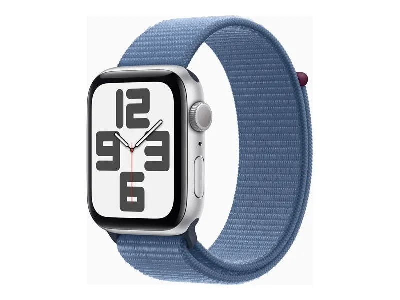 Apple Watch Se (Gps) - 2Nd Generation - 44 Mm - Silver Aluminium - Smart Watch With Sport Loop - Textile - Winter Blue -