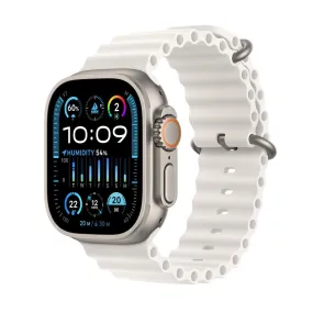 Apple Watch Ultra 2 - 49 Mm - Titanium - Smart Watch With Ocean Band - Fluoroelastomer - White - Wrist Size: 130-200 Mm