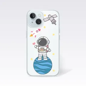 Astronaut Pattern Cute -Blue Clear Silicon Cover