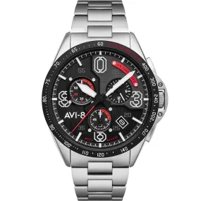 AVI-8 Men's Black P-51 Mustang Chronograph Watch AV-4077-11