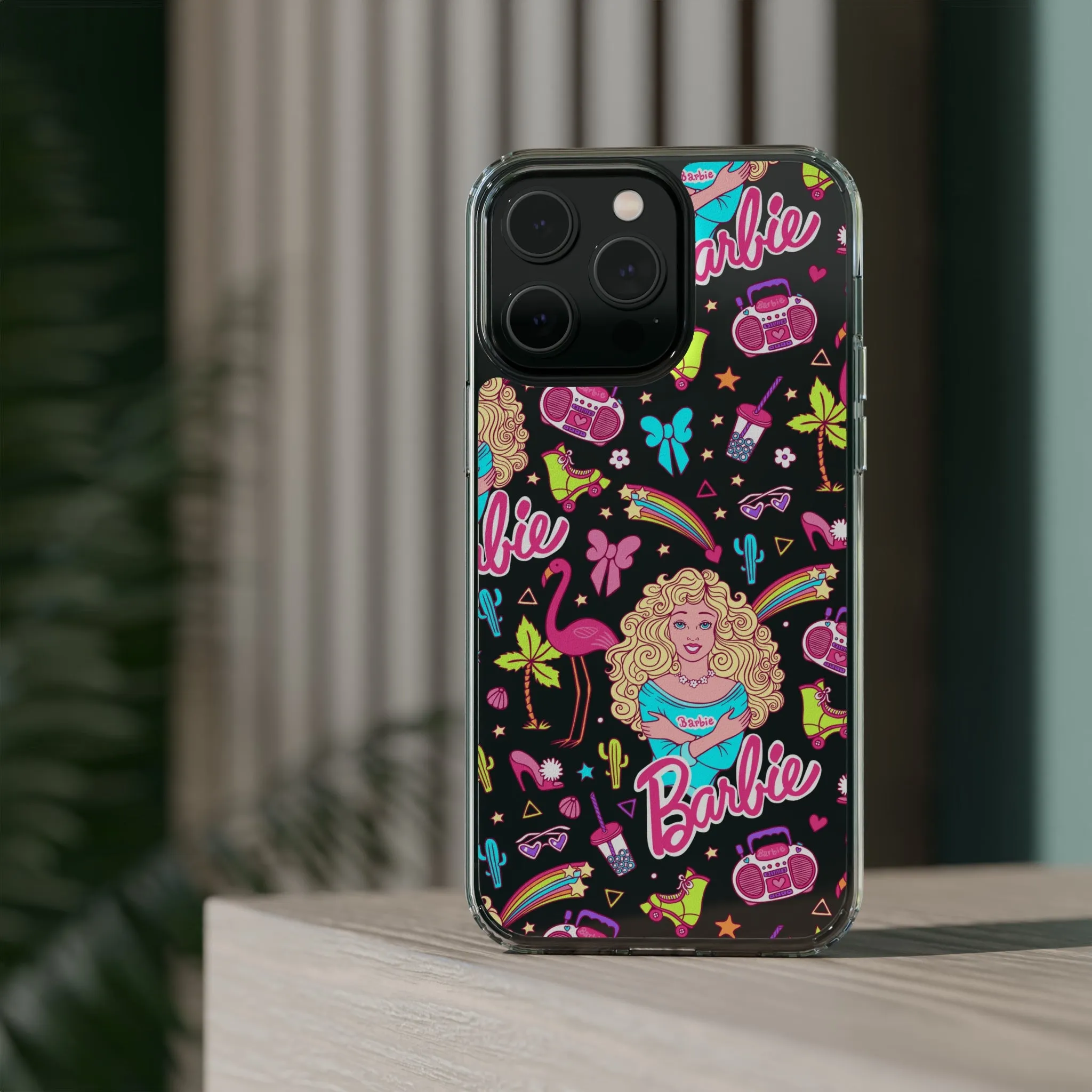 Barbie Malibu Clear Phone Case! Disney Inspired Hand drawn Unique Retro Doll Gift Pink