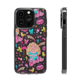 Barbie Malibu Clear Phone Case! Disney Inspired Hand drawn Unique Retro Doll Gift Pink