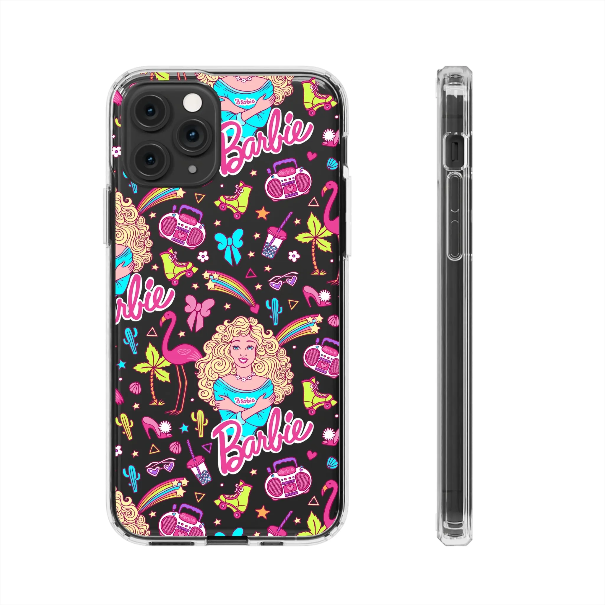 Barbie Malibu Clear Phone Case! Disney Inspired Hand drawn Unique Retro Doll Gift Pink