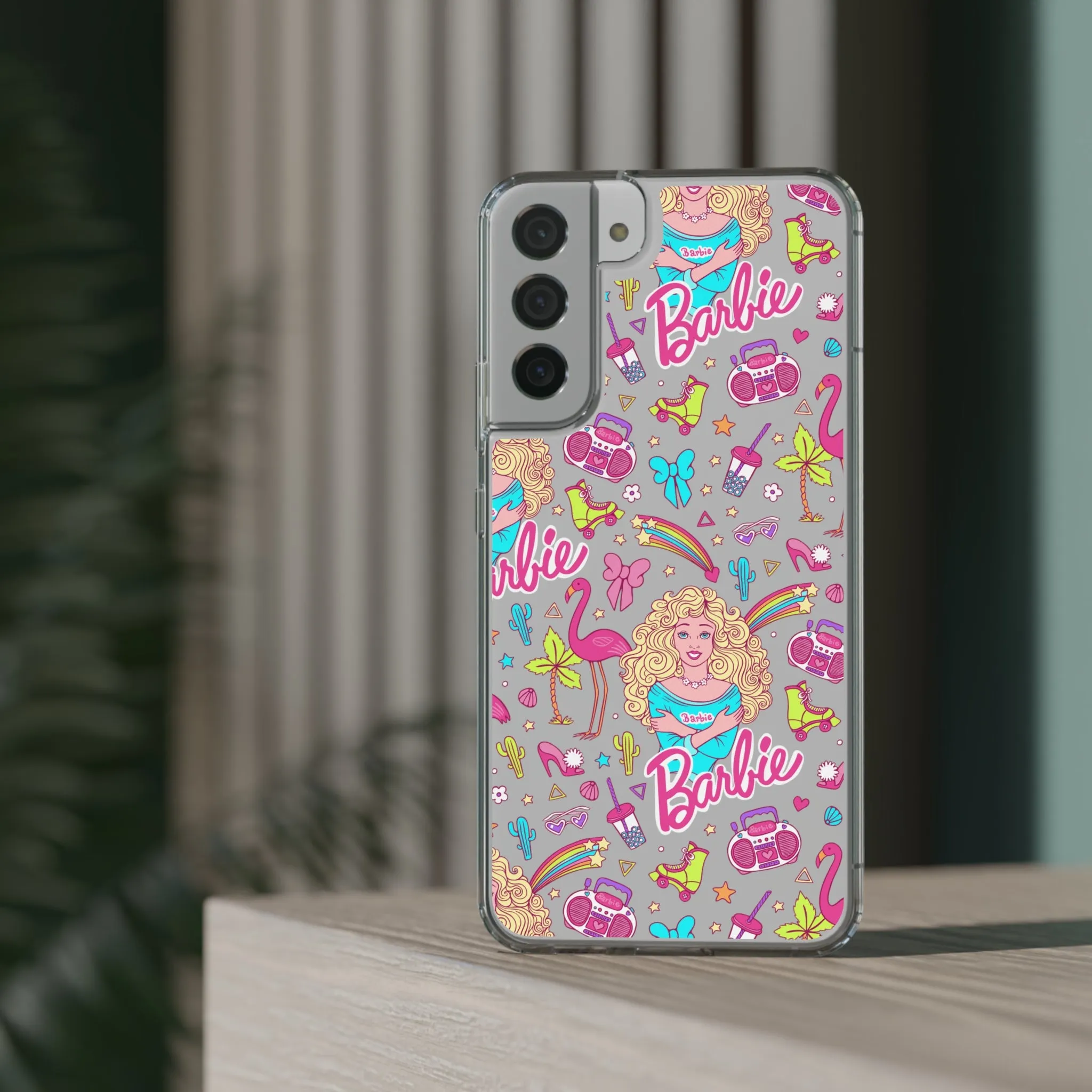 Barbie Malibu Clear Phone Case! Disney Inspired Hand drawn Unique Retro Doll Gift Pink