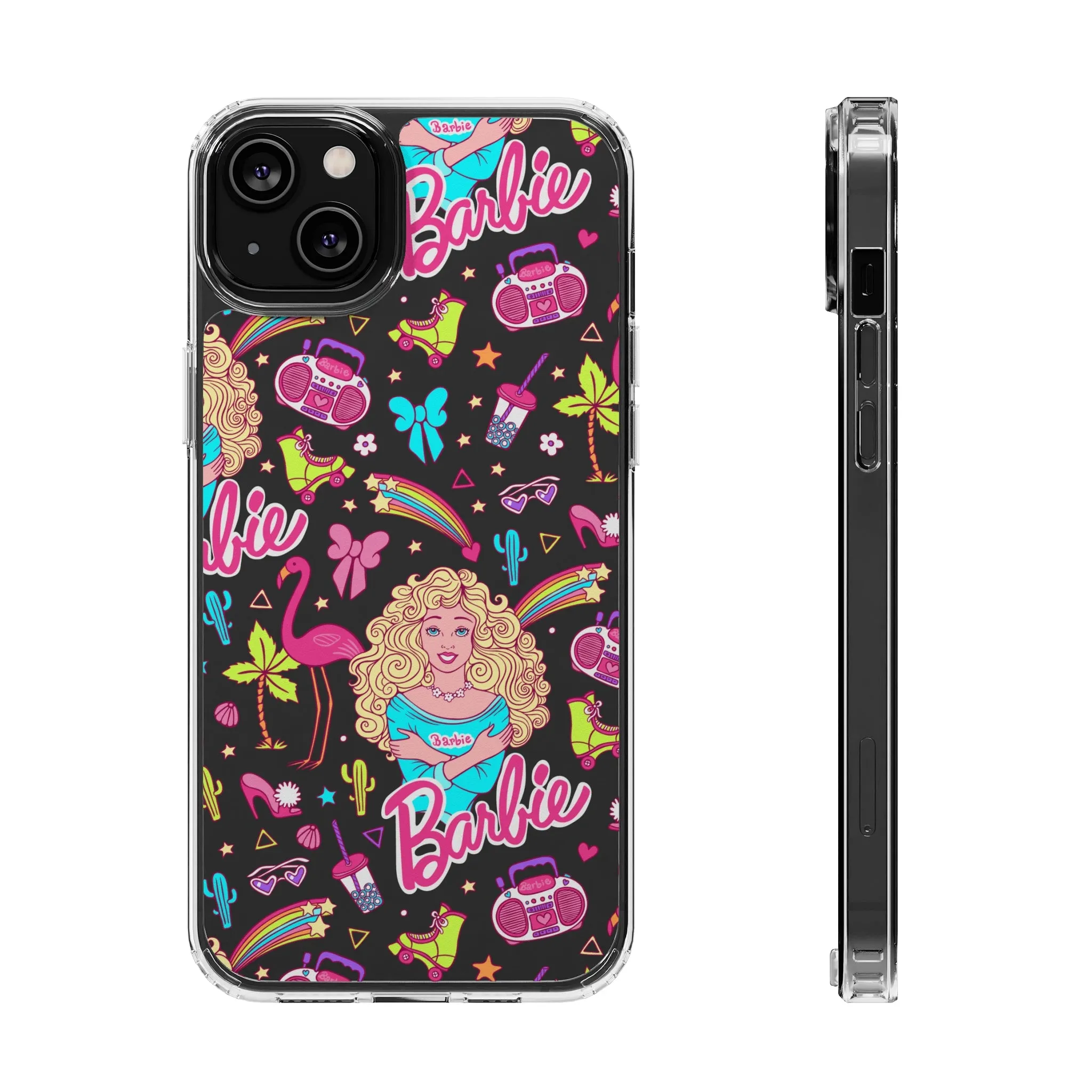 Barbie Malibu Clear Phone Case! Disney Inspired Hand drawn Unique Retro Doll Gift Pink