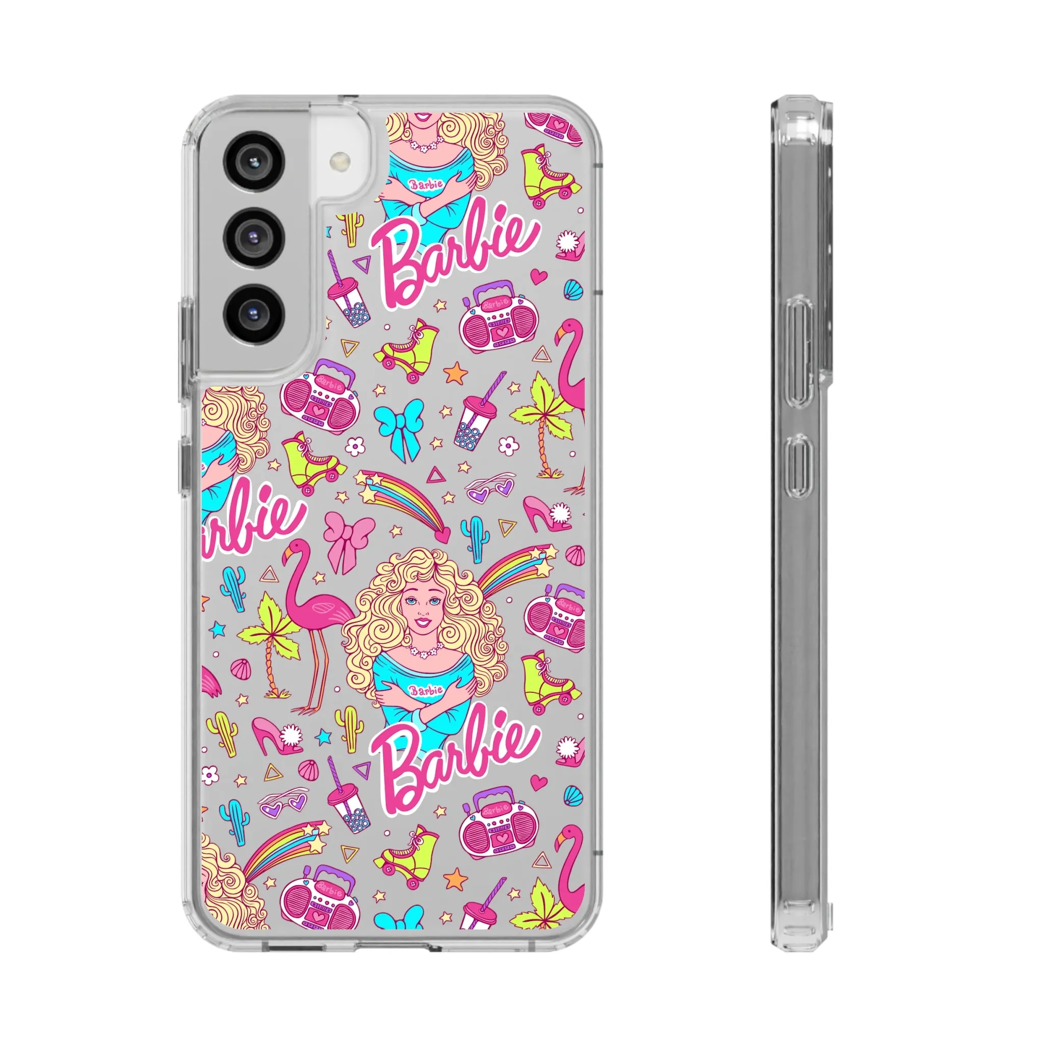 Barbie Malibu Clear Phone Case! Disney Inspired Hand drawn Unique Retro Doll Gift Pink