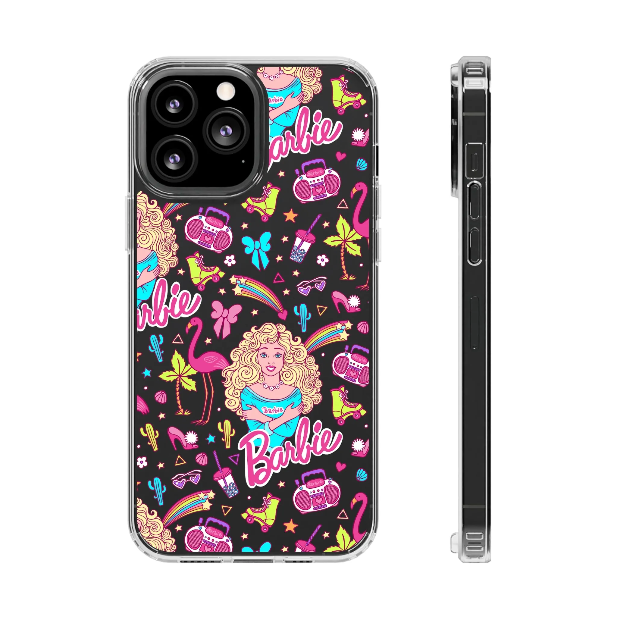 Barbie Malibu Clear Phone Case! Disney Inspired Hand drawn Unique Retro Doll Gift Pink