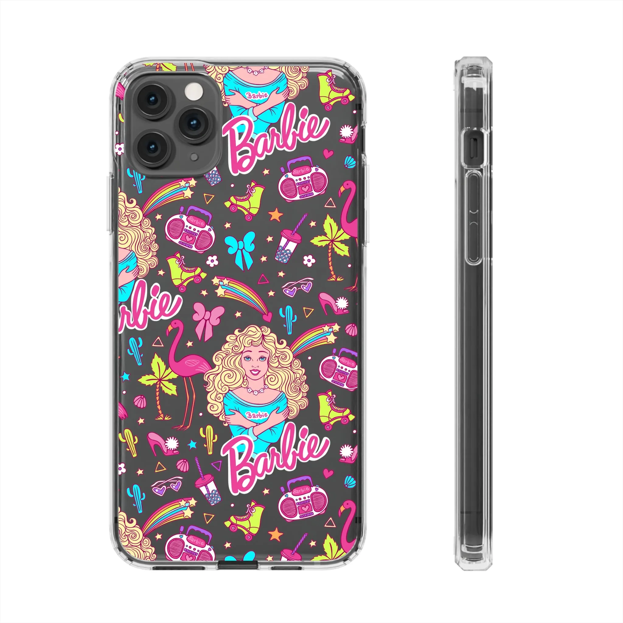 Barbie Malibu Clear Phone Case! Disney Inspired Hand drawn Unique Retro Doll Gift Pink