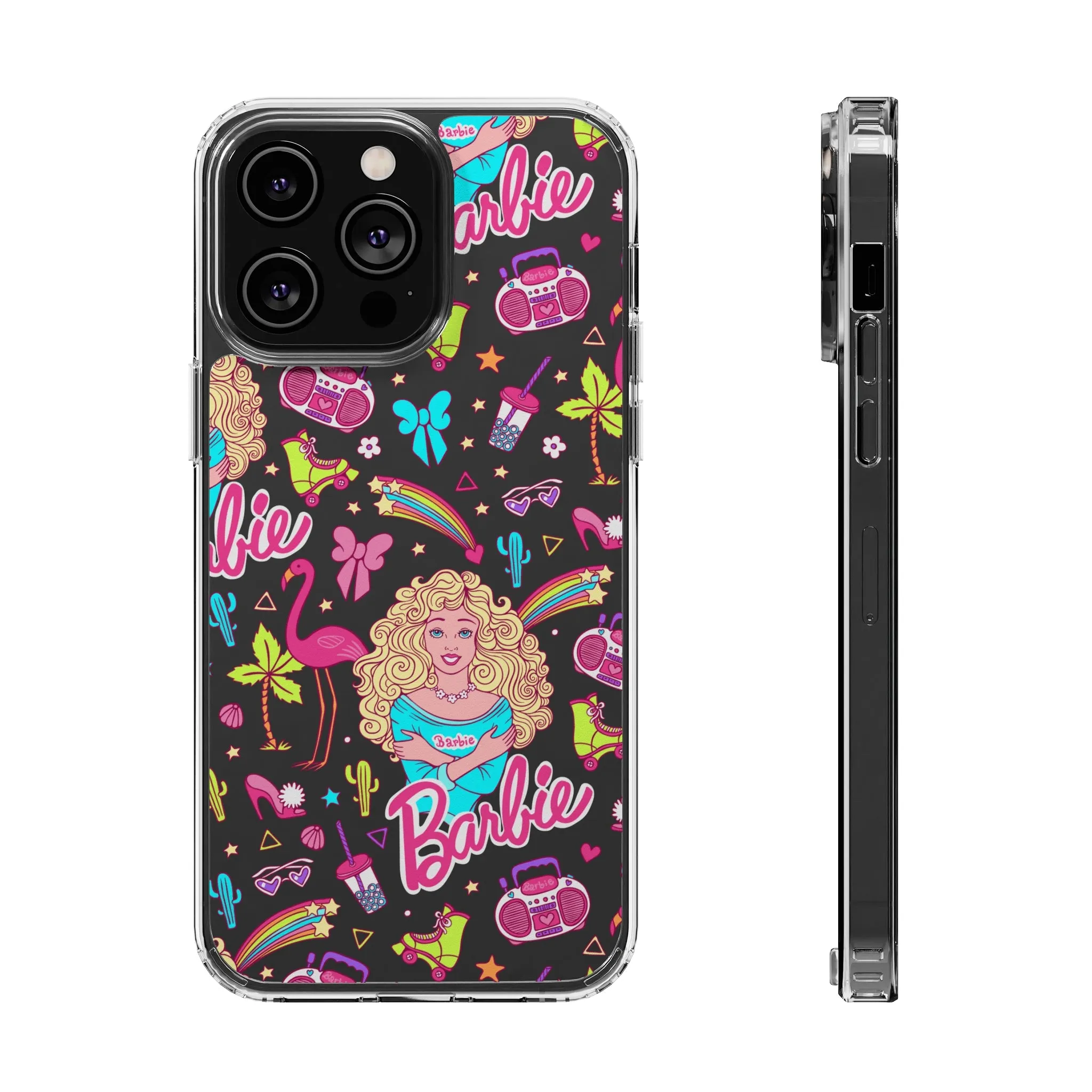 Barbie Malibu Clear Phone Case! Disney Inspired Hand drawn Unique Retro Doll Gift Pink