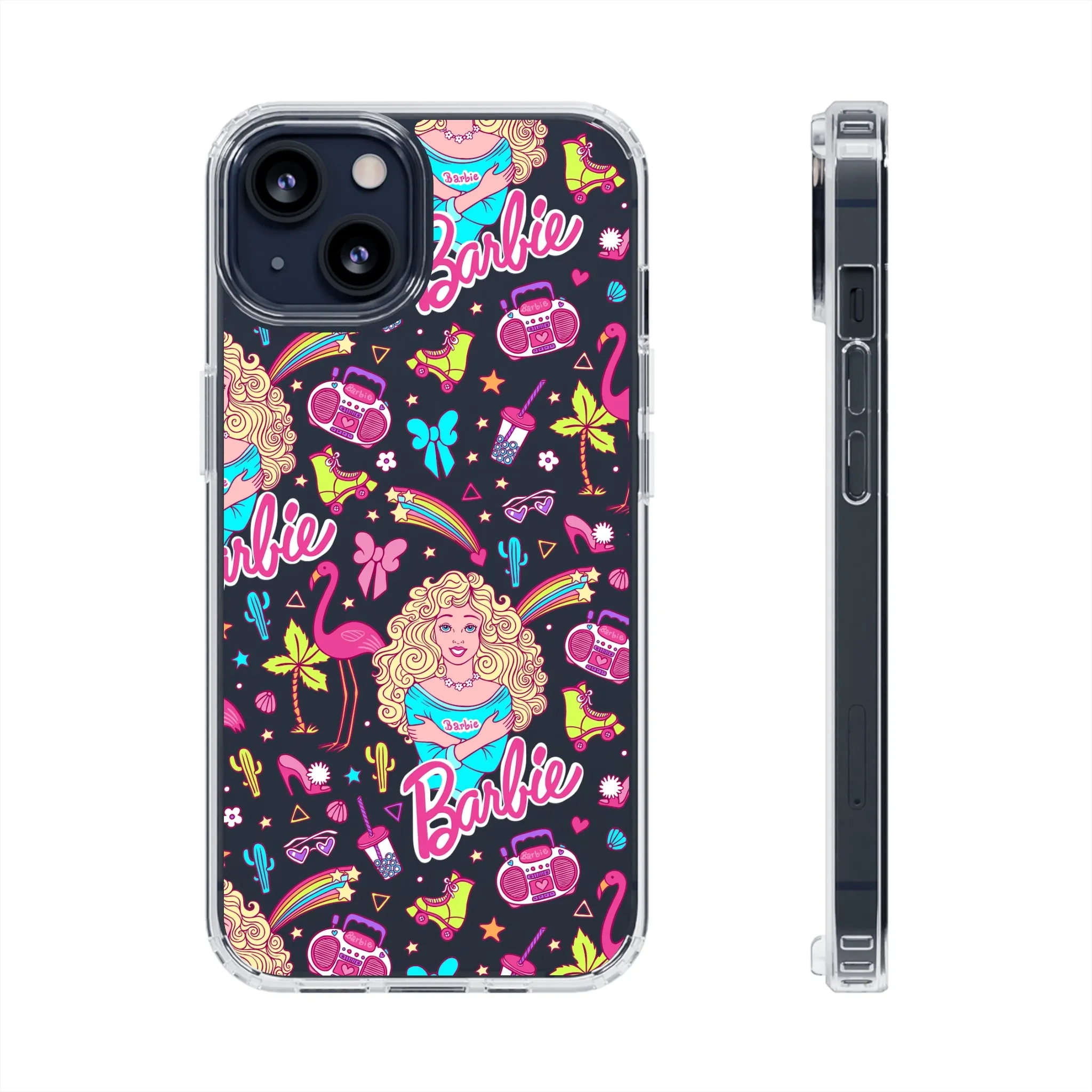 Barbie Malibu Clear Phone Case! Disney Inspired Hand drawn Unique Retro Doll Gift Pink