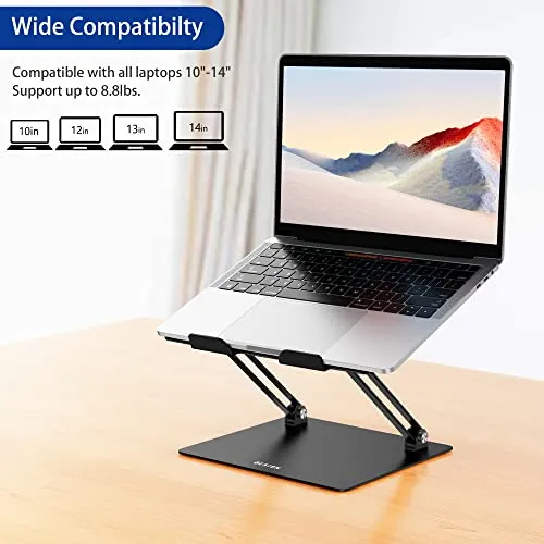 BESIGN LS10 Aluminum Laptop Stand, Ergonomic Adjustable Notebook Riser Holder Computer Stand Compatible with Air, Pro, Dell, HP, Lenovo More 10-14" Laptops, Black