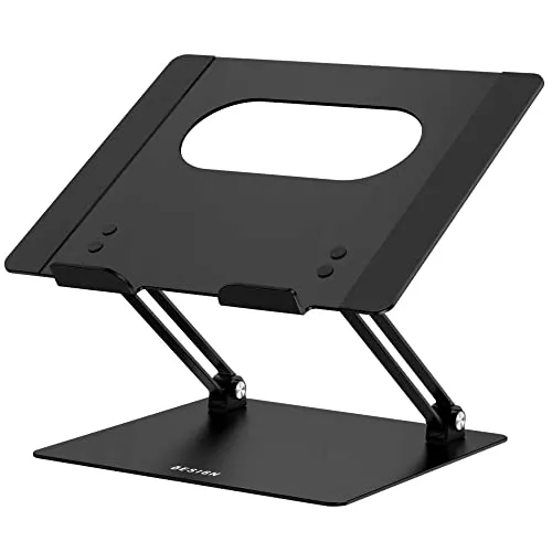 BESIGN LS10 Aluminum Laptop Stand, Ergonomic Adjustable Notebook Riser Holder Computer Stand Compatible with Air, Pro, Dell, HP, Lenovo More 10-14" Laptops, Black