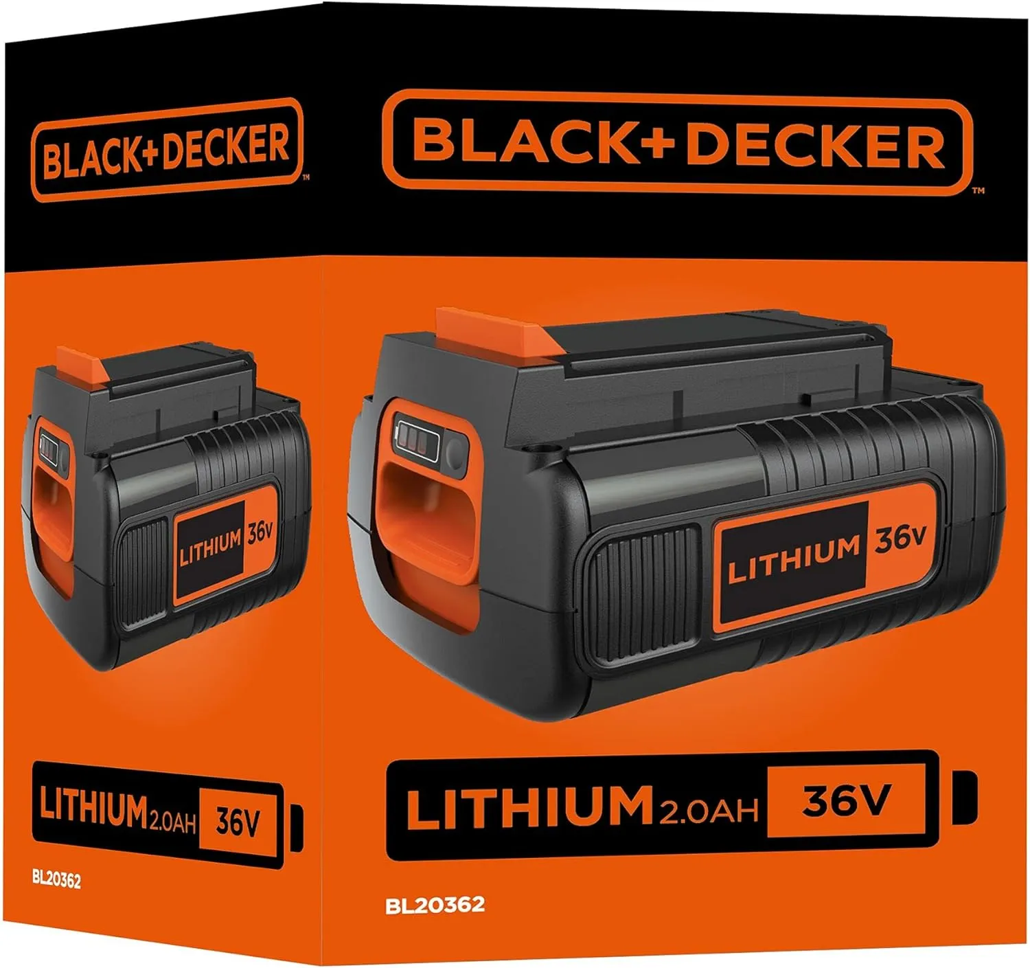 BLACK DECKER 36V 2.0Ah Lithium-Ion Compact Rechargeable Battery - BBL20362