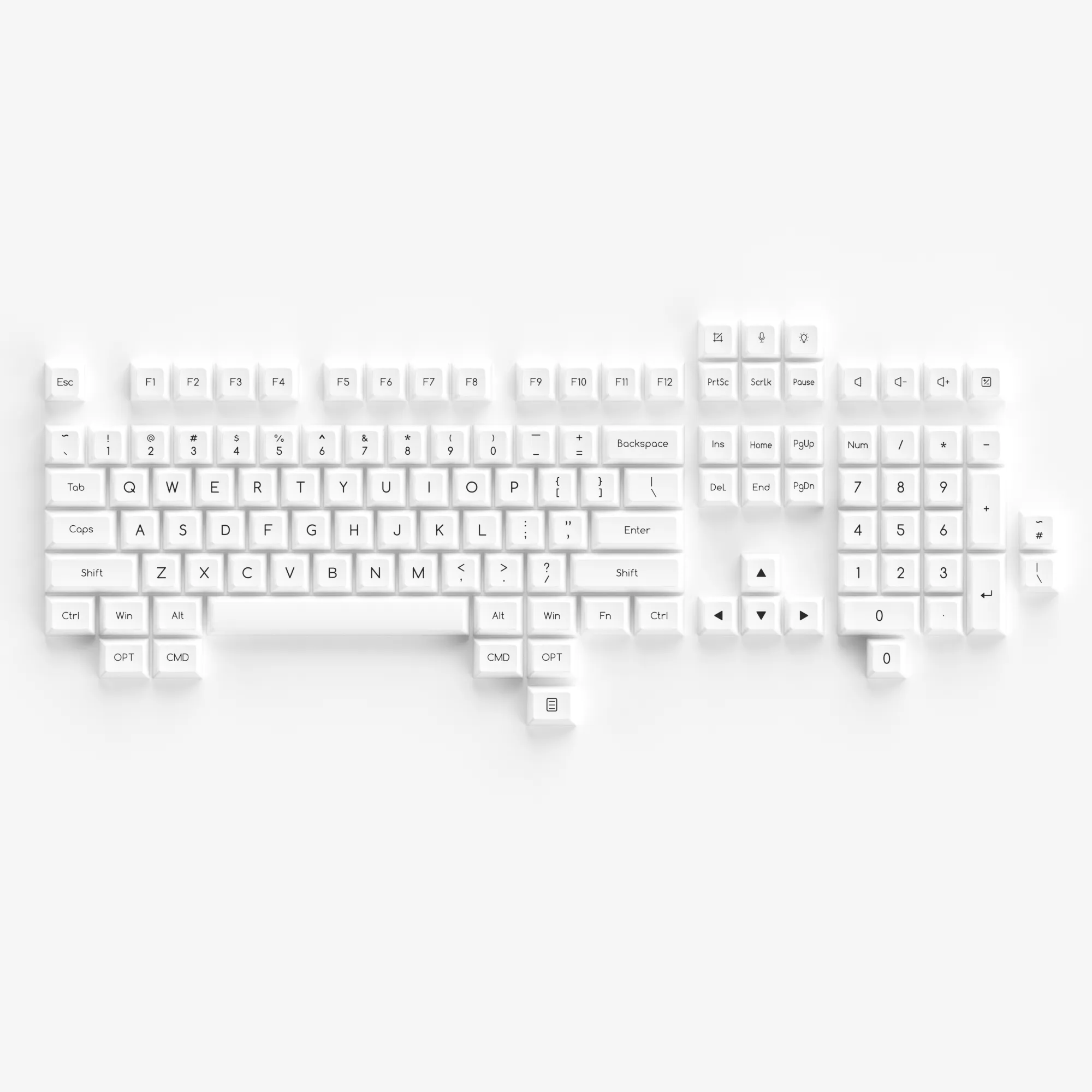 Black on White ABS SAL Keycap Set(195-Key)