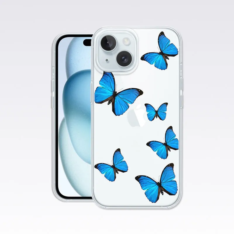 Blue Butterfly Clear Silicon Cover